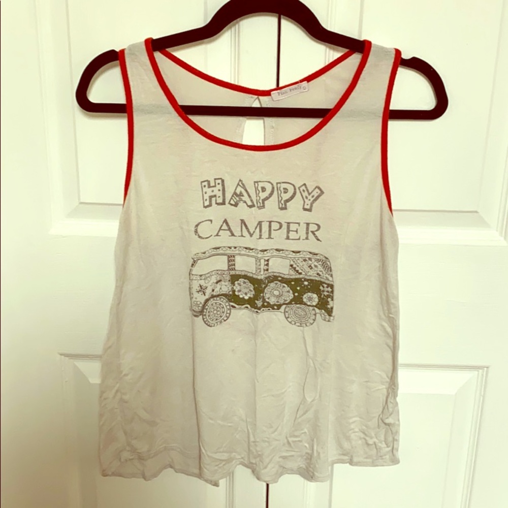 Happy Camper Tank Top with Unique Open Back